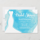 Invitation Douche nuptiale bleue, Mariage Gown Aquarelle (Devant)