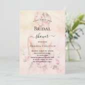 Invitation Douche nuptiale blonde mariée rose or blush (Debout devant)
