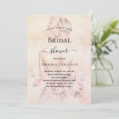 Invitation Douche nuptiale blonde mariée rose or luxe (Debout devant)
