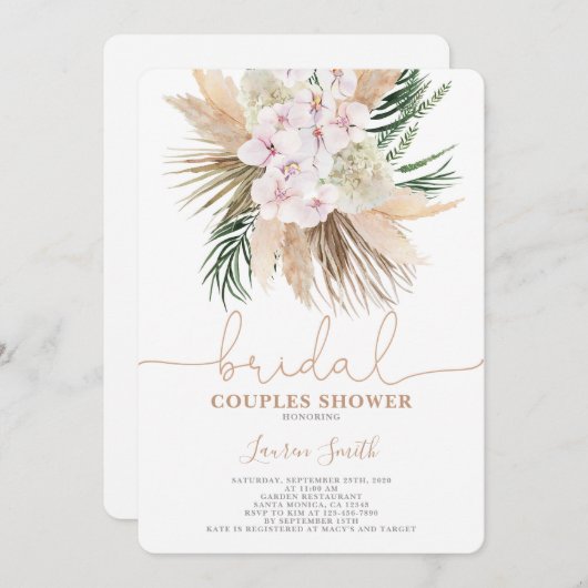 Invitation Douche nuptiale Boho chic Couples (Devant / Derrière)