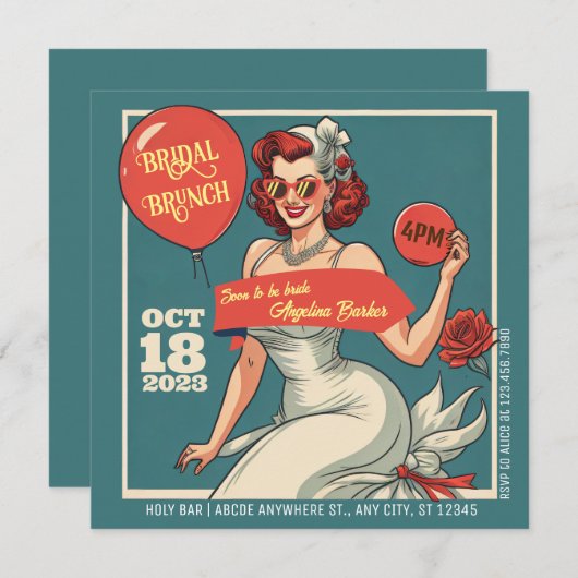 Invitation Douche nuptiale Brunch (Devant / Derrière)