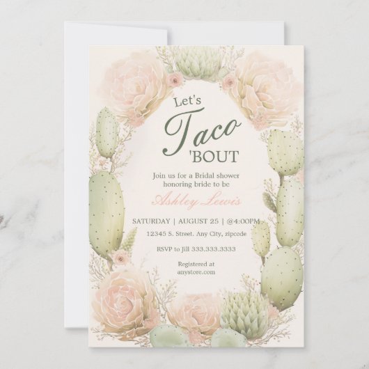 Invitation Douche nuptiale Cactus, douche Fiesta (Devant)