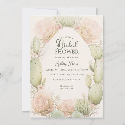 Invitation Douche nuptiale Cactus, douche Fiesta (Devant)