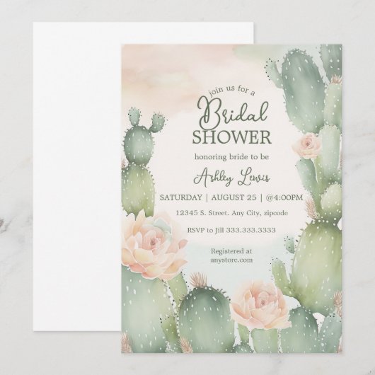 Invitation Douche nuptiale Cactus douche fiesta (Devant / Derrière)