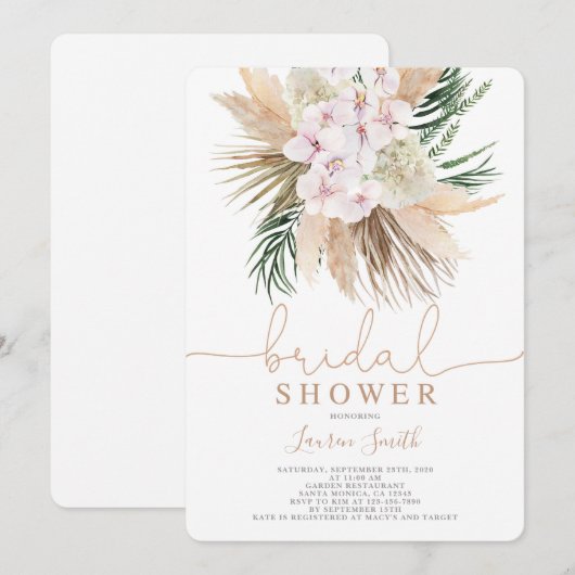 Invitation Douche nuptiale chic Boho (Devant / Derrière)