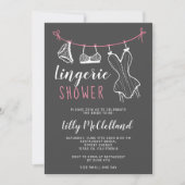Invitation Douche nuptiale chic lingerie rose (Devant)