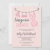 Invitation Douche nuptiale chic lingerie rose (Devant)