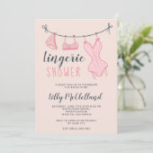 Invitation Douche nuptiale chic lingerie rose (Debout devant)