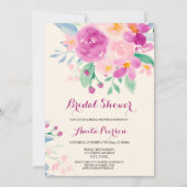 Invitation Douche nuptiale chic violet à aquarelle florale (Devant)