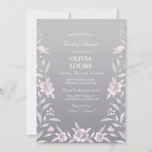 Invitation Douche nuptiale Chinoiserie rose argent (Devant)