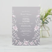 Invitation Douche nuptiale Chinoiserie rose argent (Debout devant)