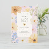 Invitation Douche nuptiale couleur pastel floral (Debout devant)