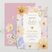 Invitation Douche nuptiale couleur pastel floral (Devant / Derrière)