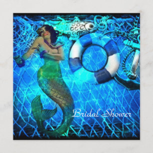 Invitation douche nuptiale d'ancre de plage vintage de sirène