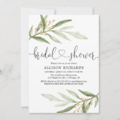 Invitation Douche nuptiale d'aquarelle de feuille de verdure (Devant)