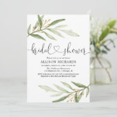 Invitation Douche nuptiale d'aquarelle de feuille de verdure (Debout devant)