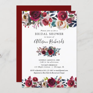 Invitation douche nuptiale d'aquarelle florale de chute de
