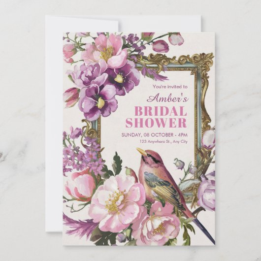Invitation Douche nuptiale d'aquarelle rose (Devant)