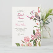 Invitation Douche nuptiale d'art ornithologique floral (Debout devant)
