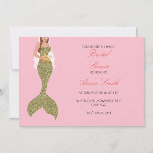 Invitation Douche nuptiale de brune d'invitation rose de (Devant)