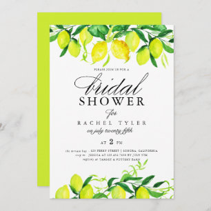 Invitation Douche nuptiale de citrons d'aquarelle d'été