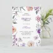 Invitation Douche nuptiale de courge fleurie violette (Debout devant)
