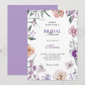 Invitation Douche nuptiale de courge fleurie violette (Devant / Derrière)