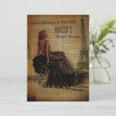 Invitation douche nuptiale de fille de Paris de Tour Eiffel (Debout devant)