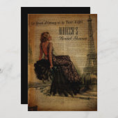 Invitation douche nuptiale de fille de Paris de Tour Eiffel (Devant / Derrière)