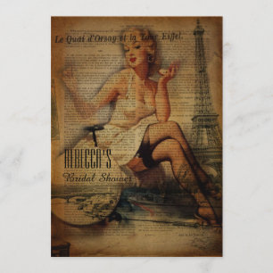 Invitation douche nuptiale de fille de Paris de Tour Eiffel