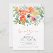 Invitation Douche nuptiale de fleurs d'aquarelle (Devant)