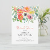 Invitation Douche nuptiale de fleurs d'aquarelle (Debout devant)