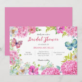 Invitation Douche nuptiale de fleurs roses (Devant / Derrière)
