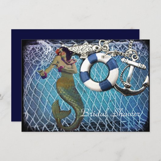 Invitation Douche nuptiale de la plage de sirènes d'ancrage v (Devant / Derrière)