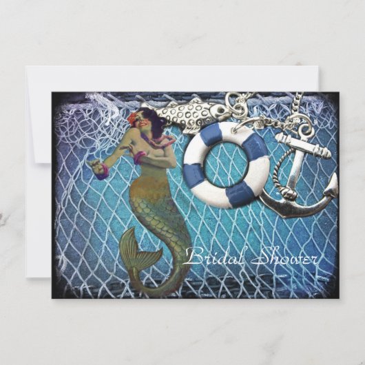 Invitation Douche nuptiale de la plage de sirènes d'ancrage v (Devant)