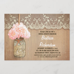 Invitation douche nuptiale de maçon de pot d'hortensia