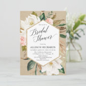 Invitation Douche nuptiale de magnolia blanche rose florale (Debout devant)