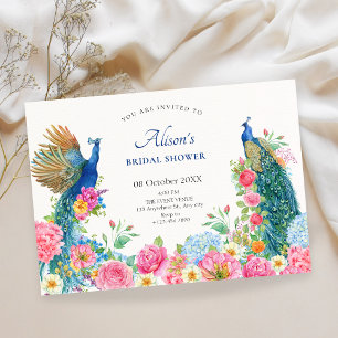 Invitation Douche nuptiale de paon d'oiseau floral