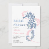 Invitation Douche nuptiale de plage de l'hippocampe bleu pous (Devant)