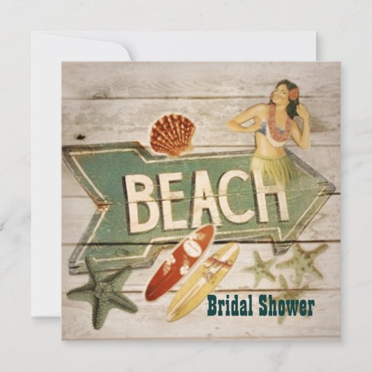 Invitation Douche nuptiale de plage d'Hawaï de fille de danse (Devant)