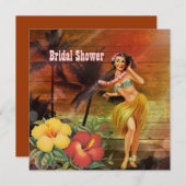 Invitation douche nuptiale de plage d'Hawaï de fille de danse (Devant / Derrière)