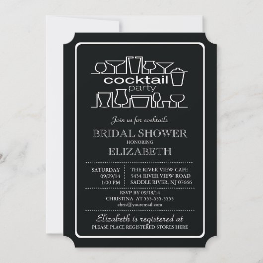 Invitation Douche nuptiale de rétro cocktail (Devant)