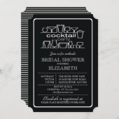 Invitation Douche nuptiale de rétro cocktail (Devant / Derrière)