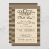Invitation Douche nuptiale de rétro cocktail bronzage Brown (Devant / Derrière)