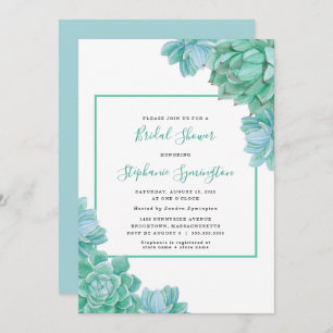 Invitation Douche nuptiale de Succulents verts à la mode
