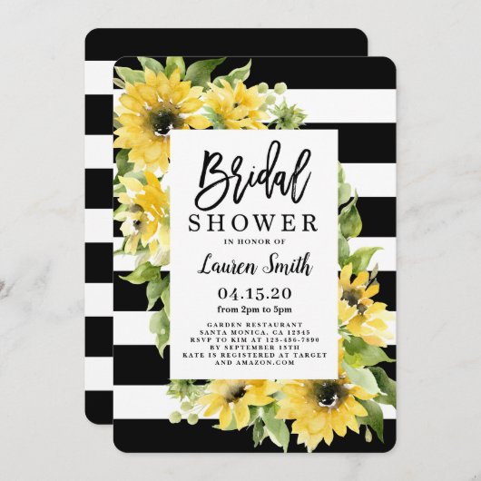 Invitation Douche nuptiale de tournesol (Devant / Derrière)