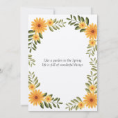 Invitation Douche nuptiale de tournesol jaune rustique (Dos)