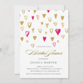 Invitation Douche nuptiale des coeurs roses d'or (Devant)