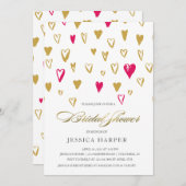 Invitation Douche nuptiale des coeurs roses d'or (Devant / Derrière)