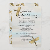 Invitation Douche nuptiale des libellules d'aquarelle or (Devant / Derrière)